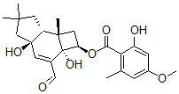 CAS#: 127500-59-8， 2-hydroxy-4-methoxy-6-methyl-Benzoic acid 3-formyl-2,2a,4a,5,6,7,7a,7b-octahydro-2a,4a-dihydroxy-6,6,7b-trimethyl-1H-cyclobut(e)inden-2-yl ester