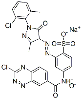 CAS#: 12777-30-9， Sodium 4-[[(3-Chloro-1,2,4-Benzotriazin-7-Yl)Carbonyl]Amino]-2-[[1-(6-Chloro-O-Tolyl)-4,5-Dihydro-3-Methyl-5-Oxo-1H-Pyrazol-4-Yl]Azo]Benzenesulphonate N4-Oxide