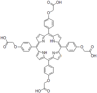 structure of CAS# 127812-08-2, 2,2',2'',2'''-[5,10,15,20-Porphyrintetrayltetrakis(4,1-Phenyleneoxy)]Tetraacetic Acid;5,10,15,2<wbr>0-Tetraki<wbr>s(4-carbo<wbr>xymethylo<wbr>xyphenyl)<wbr>-21H,23H-<wbr>porphine;5,10,15,20-Tetrakis(4-carboxymethyloxyphenyl)porphyrin