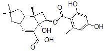 CAS#: 129251-06-5， (2R-(2alpha,2abeta,4aalpha,7aalpha,7bbeta))-2-((2,4-Dihydroxy-6-Methylbenzoyl)Oxy)-2,2a,4a,5,6,7,7a,7b-Octahydro-2a-Hydroxy-6,6,7b-Trimethyl-1H-Cyclobut(E)Indene-3-Carboxylic Acid