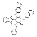 structure of CAS# 129575-89-9, 2-[(2S,3R,4R,5S,6R)-4-Benzyloxy-6-(Benzyloxymethyl)-5-Hydroxy-2-(4-Methoxyphenoxy)Tetrahydropyran-3-Yl]Isoindoline-1,3-Dione;4-Methoxy<wbr>phenyl 3,<wbr>6-Di-O-be<wbr>nzyl-2-de<wbr>oxy-2-pht<wbr>halimido-<wbr>β-D-gluco<wbr>pyranoside