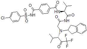 CAS#: 129585-37-1， N'-(4-Chlorophenyl)Sulfonyl-N-[(2S)-1-[[2-[2,3-Dihydro-1H-Inden-2-Yl-[(3S)-1,1,1-Trifluoro-4-Methyl-2-Oxopentan-3-Yl]Amino]Acetyl]Amino]-3-Methyl-1-Oxobutan-2-Yl]Benzene-1,4-Dicarboxamide