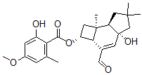 CAS#: 129741-56-6， 2-Hydroxy-4-methoxy-6-methyl-Benzoic acid 3-formyl-2,2a,4a,5,6,7,7a,7b-octahydro-4a-hydroxy-6,6,7b-trimethyl-1H-cyclobut(e)inden-2-yl ester
