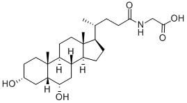 structure of CAS# 13042-33-6, N-((3alpha,5beta,6alpha)-3,6-dihydroxy-24-oxocholan-24-yl)-Glycine;2-[[(4R)-4-[(3R,5R,6S,8S,9S,10R,13R,14S,17R)-3,6-Dihydroxy-10,13-Dimethyl-2,3,4,5,6,7,8,9,11,12,14,15,16,17-Tetradecahydro-1H-Cyclopenta[A]Phenanthren-17-Yl]-1-Oxopentyl]Amino]Acetic Acid;2-[[(4R)-4-[(3R,5R,6S,8S,9S,10R,13R,14S,17R)-3,6-Dihydroxy-10,13-Dimethyl-2,3,4,5,6,7,8,9,11,12,14,15,16,17-Tetradecahydro-1H-Cyclopenta[A]Phenanthren-17-Yl]Pentanoyl]Amino]Ethanoic Acid;Glycine, N-((3Alpha,5Beta,6Alpha)-3,6-Dihydroxy-24-Oxocholan-24-Yl)-