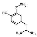 structure of CAS# 13062-61-8, 4-(2-Aminopropyl)-2-Methoxyphenol;3-13-00-02250 (Beilstein Handbook Reference);3-O-METHYL-α-METHYLDOPAMINE;4-(2-Amino-propyl)-2-methoxy-phenol