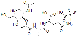 CAS 登录号：131432-97-8， (2R)-2-[[(2S)-2-[[(2R)-2-[(3R,4R,5S)-5-乙酰氨基-3-羟基-2-(羟基甲基)哌啶-4-基]氧基丙酰]氨基]丙酰]氨基]-5-氨基-5-氧代戊酸, 2,2,2-三氟乙酸