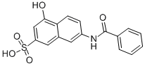 structure of CAS# 132-87-6, 7-(Benzoylamino)-4-Hydroxy-2-Naphthalenesulfonicacid;7-(Benzoylamino)-4-Hydroxy-Naphthalene-2-Sulfonic Acid;4-Hydroxy-7-[(Oxo-Phenylmethyl)Amino]-2-Naphthalenesulfonic Acid;4-Hydroxy-7-(Phenylcarbonylamino)Naphthalene-2-Sulfonic Acid