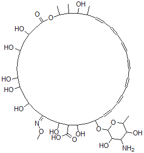 CAS#: 132202-02-9， (14Z,21E,23E,25E,27E,29E,31E,33E)-20-(4-Amino-3,5-Dihydroxy-6-Methyloxan-2-Yl)Oxy-4,6,9,10,12,16,18,36-Octahydroxy-14-Methoxyimino-35,37,38-Trimethyl-2-Oxo-1-Oxacyclooctatriaconta-21,23,25,27,29,31,33-Heptaene-17-Carboxylic Acid