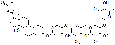 CAS#: 132741-68-5， 3-Uzarigenin-3-O-beta-cymaropyranosyl-(1-4)-O-beta-thevetopyranosyl-(1-4)-O-beta-cymaropyranosyl-(1-4)-O-beta digitoxopyranoside