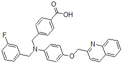 CAS#: 133430-69-0， 4-[[(3-Fluorophenyl)Methyl-[4-(Quinolin-2-Ylmethoxy)Phenyl]Amino]Methyl]Benzoic Acid