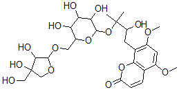 CAS#: 134018-84-1， 8-[3-[6-[[3,4-Dihydroxy-4-(Hydroxymethyl)Oxolan-2-Yl]Oxymethyl]-3,4,5-Trihydroxyoxan-2-Yl]Oxy-2-Hydroxy-3-Methylbutyl]-5,7-Dimethoxychromen-2-One