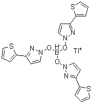 structure of CAS# 134030-71-0, Thallium(1+) Hydrido{Tris[3-(2-Thienyl)-1H-Pyrazol-1-Olato-kappao]}Borate(1-);Borate(1-<wbr>), hydrot<wbr>ris[1-(hy<wbr>droxy-κO)<wbr>-3-(2-thi<wbr>enyl)-1H-<wbr>pyrazolat<wbr>o]-, thal<wbr>lium(1+) <wbr>(1:1);HYDROTRIS[3-(2-THIENYL)PYRAZOL-1-YL]BORATE THALLIUM SALT;Thallium(<wbr>1+) hydri<wbr>do{tris[3<wbr>-(2-thien<wbr>yl)-1H-py<wbr>razol-1-o<wbr>lato-κO]}<wbr>borate(1-)