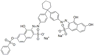 CAS#: 13421-53-9， Disodium 4,6-Dihydroxy-3-[[4-[1-[4-[[1-Hydroxy-7-[(Phenylsulphonyl)Oxy]-3-Sulphonato-2-Naphthyl]Azo]Phenyl]Cyclohexyl]Phenyl]Azo]Naphthalene-2-Sulphonate
