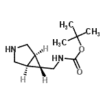 structure of CAS# 134575-12-5, 2-Methyl-2-Propanyl [(1R,5S,6R)-3-Azabicyclo[3.1.0]Hex-6-Ylmethyl]Carbamate;Carbamic <wbr>acid, N-[<wbr>(1a,5a,6a<wbr>)-3-azabi<wbr>cyclo[3.1<wbr>.0]hex-6-<wbr>ylmethyl]<wbr>-, 1,1-di<wbr>methyleth<wbr>yl ester;exo-6-(Boc-aminomethyl)-3-azabicyclo[3.1.0]hexane;MFCD14581078
