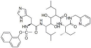 CAS#: 134623-15-7， (2S,3R,4R,5S)-3,4-Dihydroxy-5-[[(2S)-3-(3H-Imidazol-4-Yl)-2-[(2-Naphthalen-1-Yloxyacetyl)Amino]Propanoyl]Amino]-7-Methyl-N-[(2S,3S)-3-Methyl-1-Oxo-1-(Pyridin-2-Ylmethylamino)Pentan-2-Yl]-2-(2-Methylpropyl)Octanamide