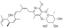 CAS#: 134876-72-5， (2S,3S,4S,5R,6R)-2-[2-[(2Z,5Z,7Z,9R,10R,11Z)-10-Hydroxy-3,7,9,11-Tetramethyltrideca-2,5,7,11-Tetraenyl]-5,6-Dimethoxy-3-Methylpyridin-4-Yl]Oxy-6-Methyloxane-3,4,5-Triol