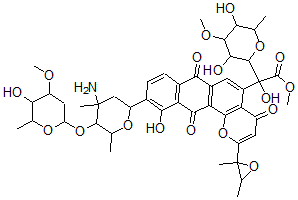 CAS#: 134887-79-9， Methyl 2-[10-[4-Amino-5-(5-Hydroxy-4-Methoxy-6-Methyloxan-2-Yl)Oxy-4,6-Dimethyloxan-2-Yl]-2-(2,3-Dimethyloxiran-2-Yl)-11-Hydroxy-4,7,12-Trioxonaphtho[2,3-h]Chromen-5-Yl]-2-(3,5-Dihydroxy-4-Methoxy-6-Methyloxan-2-Yl)-2-Hydroxyacetate