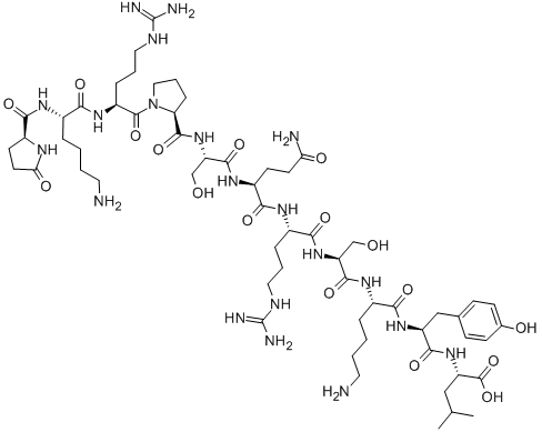 CAS#: 136132-68-8， 5-Oxo-L-Prolyl-L-Lysyl-L-Arginyl-L-Prolyl-L-Seryl-L-Glutaminyl-L-Arginyl-L-Seryl-L-Lysyl-L-Tyrosyl-L-Leucine