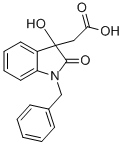 结构式 CAS# 13672-23-6, 2,3-二氢-3-羟基-2-氧代-1-(苯基甲基)-1H-吲哚-3-乙酸