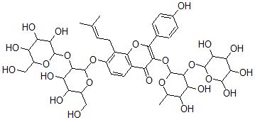 CAS#: 137218-01-0， 7-[4,5-Dihydroxy-6-(Hydroxymethyl)-3-[3,4,5-Trihydroxy-6-(Hydroxymethyl)Oxan-2-Yl]Oxyoxan-2-Yl]Oxy-3-[4,5-Dihydroxy-6-Methyl-3-(3,4,5,6-Tetrahydroxyoxan-2-Yl)Oxyoxan-2-Yl]Oxy-2-(4-Hydroxyphenyl)-8-(3-Methylbut-2-Enyl)Chromen-4-One