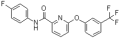 结构式 CAS# 137641-05-5, N-(4-氟苯基)-6-[3-(三氟甲基)苯氧基]-2-吡啶甲酰胺