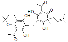 CAS#: 138169-52-5， 2-Acetyl-4-[(8-Acetyl-5,7-Dihydroxy-2,2-Dimethylchromen-6-Yl)Methyl]-3,5-Dihydroxy-6-Methyl-6-(3-Methylbut-2-Enyl)Cyclohexa-2,4-Dien-1-One