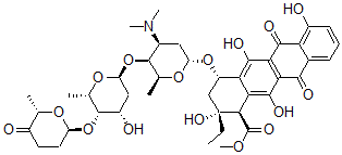 CAS#: 138636-10-9， Methyl (1R,2R,4S)-4-[(2R,4S,5S,6S)-4-Dimethylamino-5-[(2S,4S,5S,6S)-4-Hydroxy-6-Methyl-5-[(2R,6S)-6-Methyl-5-Oxooxan-2-Yl]Oxyoxan-2-Yl]Oxy-6-Methyloxan-2-Yl]Oxy-2-Ethyl-2,5,7,12-Tetrahydroxy-6,11-Dioxo-3,4-Dihydro-1H-Tetracene-1-Carboxylate