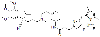 CAS#: 139972-87-5， 5-(3-(3-(4,4-Difluoro-5,7-dimethyl-3,4-diaza-4-bora-indacen-3-yl)propionamido)phenethyl-N-methylamino)-2-isopropyl-2-(3,4,5-trimethoxyphenyl)valeronitrile