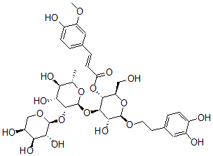 CAS#: 140147-66-6， beta-(3,4-Dihydroxyphenyl)-ethyl-O-alpha-L-arabinopyranosyl-(1-2)-alpha-L-rhamnopyranosyl-(1-3)-4-O-feruloyl-beta-D-glucopyranoside