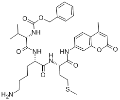 CAS#: 141223-71-4， N-[(Phenylmethoxy)Carbonyl]-L-Valyl-L-Lysyl-N-(4-Methyl-2-Oxo-2H-1-Benzopyran-7-Yl)-L-Methioninamide