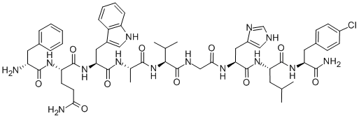 CAS#: 142062-55-3， 1-de(5-oxo-L-proline)-2-de-L-valine-3-D-phenylalanine-10-L-leucine-11-(4-chloro-L-phenylalaninamide)-Ranatensin