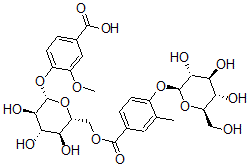 CAS#: 142569-83-3， 3-Methoxy-4-[(2S,3R,4S,5S,6R)-3,4,5-Trihydroxy-6-[[3-Methyl-4-[(2S,3R,4S,5S,6R)-3,4,5-Trihydroxy-6-(Hydroxymethyl)Oxan-2-Yl]Oxybenzoyl]Oxymethyl]Oxan-2-Yl]Oxybenzoic Acid