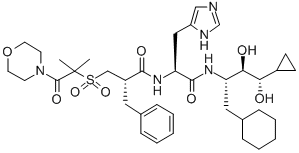 CAS#: 143631-62-3， (2S)-N-[(2S)-1-[[(2S,4S)-1-Cyclohexyl-4-Cyclopropyl-3,4-Dihydroxybutan-2-Yl]Amino]-3-(3H-Imidazol-4-Yl)-1-Oxopropan-2-Yl]-2-[(2-Methyl-1-Morpholin-4-Yl-1-Oxopropan-2-Yl)Sulfonylmethyl]-3-Phenylpropanamide