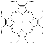 structure of CAS# 14409-63-3, ((2,3,7,8,12,13,17,18)-Octaethylporphinato)copper (II);2-Oep-Cu;Copper, (2,3,7,8,12,13,17,18-Octaethyl-21H,23H-Porphinato(2-)-N21,N22,N23,N24)-, (Sp-4-1)-;((2,3,7,8,12,13,17,18)-Octaethylporphinato)Copper (Ii)