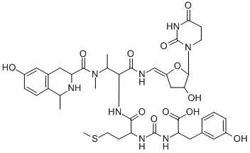 CAS#: 144379-27-1， 2-[[1-[[1-[[(Z)-[5-(2,4-Dioxo-1,3-Diazinan-1-Yl)-4-Hydroxyoxolan-2-Ylidene]Methyl]Amino]-3-[(6-Hydroxy-1-Methyl1,2,3,4-Tetrahydroisoquinoline-3-Carbonyl)-Methylamino]-1-Oxobutan-2-Yl]Amino]-4-Methylsulfanyl-1-Oxobutan-2-Yl]Carbamoylamino]-3-(3-Hydroxyphenyl)Propanoic Acid