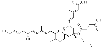 CAS#: 144860-70-8， (2E,4S,5S,6E,8E)-5-Hydroxy-10-[(3S,4R,6R,8S,10R)-10-[(1E,3E)-5-Hydroxy-3-Methyl-5-Oxo-Penta-1,3-Dienyl]-8-(4-Hydroxy-4-Oxo-Butanoyl)Oxy-3-Methyl-8-Pentyl-5,11-Dioxaspiro[5.5]Undecan-4-Yl]-4,8-Dimethyl-Deca-2,6,8-Trienoic Acid