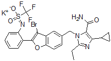 CAS#: 146613-90-3， Potassium [2-[3-Bromo-5-[(5-Carbamoyl-4-Cyclopropyl-2-Ethylimidazol-1-Yl)Methyl]-1-Benzofuran-2-Yl]Phenyl]-(Trifluoromethylsulfonyl)Azanide