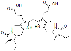 structure of CAS# 14684-37-8, Urobilinogen;3-[2-[[3-(2-Carboxyethyl)-5-[(4-Ethyl-5-Keto-3-Methyl-3-Pyrrolin-2-Yl)Methyl]-4-Methyl-1H-Pyrrol-2-Yl]Methyl]-5-[(3-Ethyl-5-Keto-4-Methyl-3-Pyrrolin-2-Yl)Methyl]-4-Methyl-1H-Pyrrol-3-Yl]Propionic Acid;Chebi:29026;Mesobilirubinogen Ixalpha