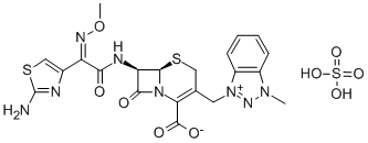CAS#: 148098-42-4， (6S,7S)-7-[[(2E)-2-(2-Amino-1,3-Thiazol-4-Yl)-2-Methoxyiminoacetyl]Amino]-3-[(3-Methylbenzotriazol-3-Ium-1-Yl)Methyl]-8-Oxo-5-Thia-1-Azabicyclo[4.2.0]Oct-2-Ene-2-Carboxylic Acid, Hydrogen Sulfate