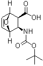 structure of CAS# 148257-14-1, (1R,2S,3R,4S)-3-({[(2-Methyl-2-Propanyl)Oxy]Carbonyl}Amino)-7-Oxabicyclo[2.2.1]Hept-5-Ene-2-Carboxylic Acid;MFCD07783749;rac-(1R,2<wbr>S,3R,4S)-<wbr>3-[(tert-<wbr>butoxycar<wbr>bonyl)ami<wbr>no]-7-oxa<wbr>bicyclo[2<wbr>.2.1]hept<wbr>-5-ene-2-<wbr>carboxyli<wbr>c acid