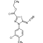 structure of CAS# 148367-89-9, Ethyl (5Z)-4-(3-Chloro-4-Methylphenyl)-5-(Cyanoimino)-4,5-Dihydro-1,3,4-Thiadiazole-2-Carboxylate;dihydro-1,3,4-thiadiazole-2-carboxylate;Ethyl 4-(3-chloro-4-methylphenyl)-5-cyanamide-4,5-;Ethyl 4-(<wbr>3-chloro-<wbr>4-methylp<wbr>henyl)-5-<wbr>cyanamide<wbr>-4,5-dihy<wbr>dro-1,3,4<wbr>-thiadiaz<wbr>ole-2-car<wbr>boxylate