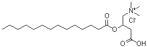 structure of CAS# 14919-38-1, 3-Carboxy-N,N,N-Trimethyl-2-(Tetradecanoyloxy)-1-Propanaminium Chloride;(?)-Myristoylcarnitine chloride;(±)-Myristoylcarnitine chloride;(Â±)-Myristoylcarnitine chloride