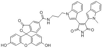 CAS#: 150206-03-4， [6'-Acetyloxy-5-[3-[3-[4-(1-Methylindol-3-Yl)-2,5-Dioxopyrrol-3-Yl]Indol-1-Yl]Propylcarbamoyl]-3-Oxospiro[2-Benzofuran-1,9'-Xanthene]-3'-Yl] Acetate