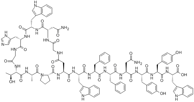 CAS#: 151308-34-8， Glycyl-L-Asparaginyl-L-Tryptophyl-L-Histidylglycyl-L-Threonyl-L-Alanyl-L-Prolyl-L-alpha-Aspartyl-L-Tryptophyl-L-Phenylalanyl-L-Phenylalanyl-L-Asparaginyl-L-Tyrosyl-L-Tyrosyl-L-Tryptophan Cyclic (9-1)-Peptide