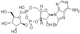 structure of CAS# 151898-26-9, (2S,3R,4S,5R)-2-[[(1S,8R,10R,11R)-10-(6-Amino-8-Bromo-Purin-9-Yl)-5,11-Dihydroxy-3,5-Dioxo-2,4,6,9-Tetraoxa-3lambda<Sup>5</Sup>,5lambda<Sup>5</Sup>-Diphosphabicyclo[6.3.0]Undecan-3-Yl]Oxy]-5-(Hydroxymethyl)Tetrahydrofuran-3,4-Diol;8-BROMO-CADP-RIBOSE
