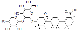 CAS#: 152464-84-1， 6-[(11-Carboxy-14b-Formyl-4,4,6a,6b,8a,11-Hexamethyl-1,2,3,4a,5,6,6a,7,8,9,10,13,14,14a-Tetradecahydropicen-3-Yl)Oxy]-3,4-Dihydroxy-5-(3,4,5-Trihydroxyoxan-2-Yl)Oxyoxane-2-Carboxylic Acid