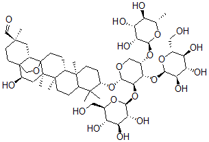 CAS#: 153127-34-5， 3-O-(Rhamnopyranosyl-1-2-Glucopyranosyl-1-3)(Glucopyranosyl-1-2)-Arabinopyranosylcyclamiretin A