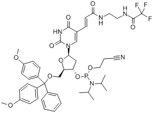 CAS#: 153512-22-2， 5'-O-[Bis(4-Methoxyphenyl)Phenylmethyl]-2'-Deoxy-5-[3-Oxo-3-[[2-[(Trifluoroacetyl)Amino]Ethyl]Amino]-1-Propenyl]-Uridine 3'-[2-Cyanoethyl Bis(1-Methylethyl)Phosphoramidite]