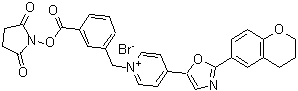 结构式 CAS# 155863-03-9, 4-[2-(3,4-二氢-2H-苯并吡喃-6-基)-1,3-恶唑-5-基]-1-(3-{[(2,5-二氧代-1-吡咯烷基)氧基]羰基}苄基)吡啶鎓溴化物