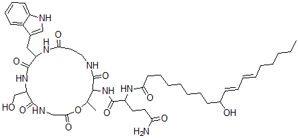 CAS#: 156223-06-2， N-[6-(Hydroxymethyl)-9-(1H-Indol-3-Ylmethyl)-17-Methyl-2,5,8,11,15-Pentaoxo-1-Oxa-4,7,10,14-Tetrazacycloheptadec-16-Yl]-2-[[(10E,12E)-9-Hydroxyoctadeca-10,12-Dienoyl]Amino]Pentanediamide